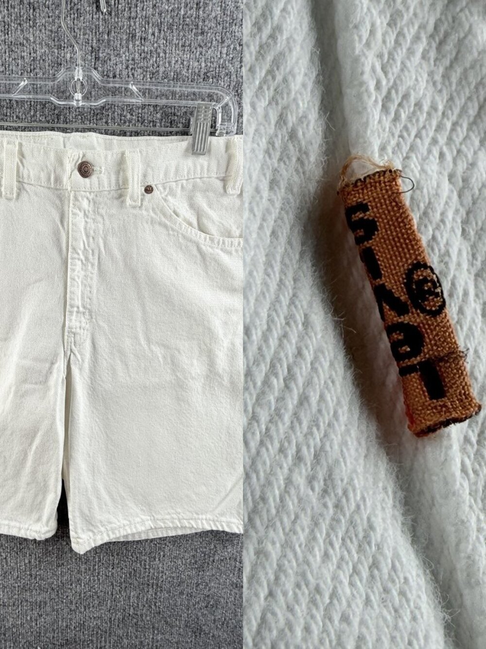 VTG Levis Orange Tab 34 Shorts Jorts White Denim Men Pockets Zip Fly ACTL 32x9